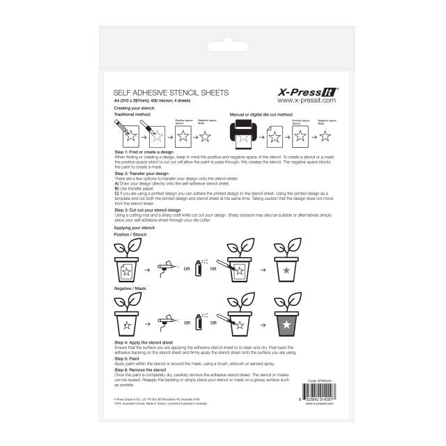 X-Press It Self Adhesive Stencil Sheets Packet 2 A3