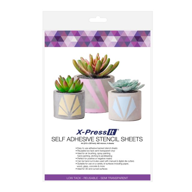 X-Press It Self Adhesive Stencil Sheets Packet 4 A4