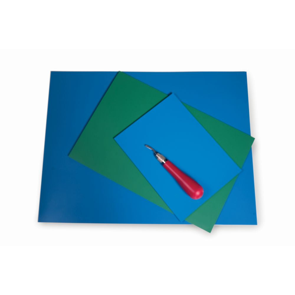 Double Sided Soft Lino Green/Blue 200x300mm